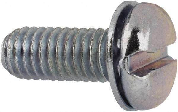 Value Collection - #10-32 UNF, 1/2" Length Under Head Slotted Drive Machine Screw - Pan Head, Grade J82 Steel, Zinc-Plated Finish, Internal Tooth - Industrial Tool & Supply