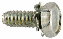 Value Collection - #6-32 UNC, 3/8" Length Under Head Hex Drive Machine Screw - Hex Head, Grade J82 Steel, Zinc-Plated Finish, External Tooth - Industrial Tool & Supply