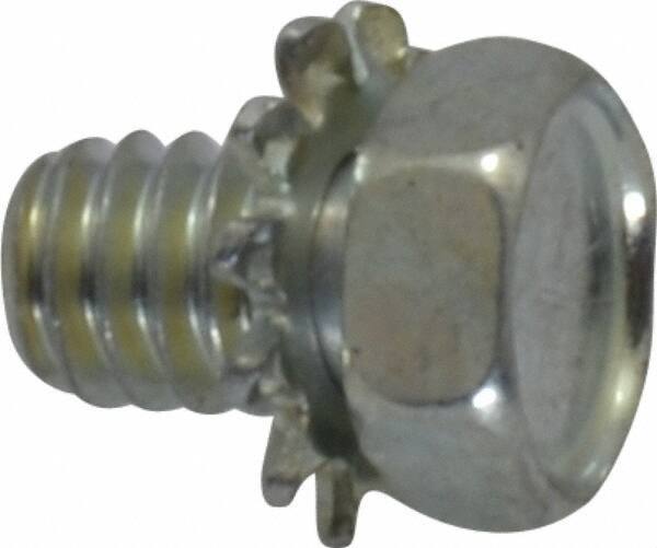 Value Collection - #8-32 UNC, 1/4" Length Under Head Hex Drive Machine Screw - Hex Head, Grade J82 Steel, Zinc-Plated Finish, External Tooth - Industrial Tool & Supply