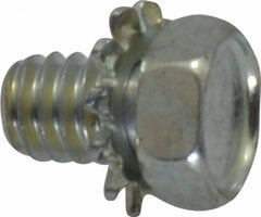 Value Collection - #8-32 UNC, 1/4" Length Under Head Hex Drive Machine Screw - Hex Head, Grade J82 Steel, Zinc-Plated Finish, External Tooth - Industrial Tool & Supply