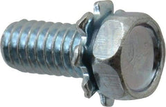 Value Collection - #8-32 UNC, 3/8" Length Under Head Hex Drive Machine Screw - Hex Head, Grade J82 Steel, Zinc-Plated Finish, External Tooth - Industrial Tool & Supply
