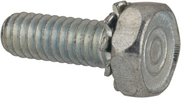 Value Collection - #8-32 UNC, 1/2" Length Under Head Hex Drive Machine Screw - Hex Head, Grade J82 Steel, Zinc-Plated Finish, External Tooth - Industrial Tool & Supply