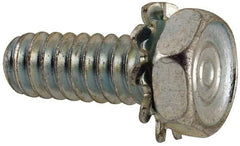 Value Collection - #10-24 UNC, 1/2" Length Under Head Hex Drive Machine Screw - Hex Head, Grade J82 Steel, Zinc-Plated Finish, External Tooth - Industrial Tool & Supply