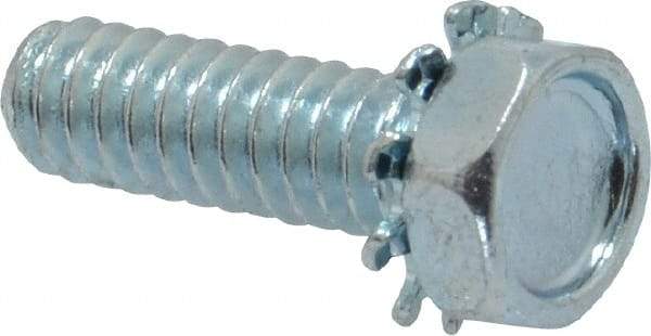 Value Collection - #10-24 UNC, 5/8" Length Under Head Hex Drive Machine Screw - Hex Head, Grade J82 Steel, Zinc-Plated Finish, External Tooth - Industrial Tool & Supply