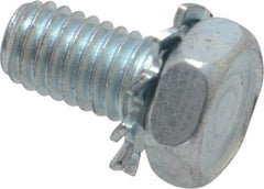 Value Collection - #10-32 UNF, 3/8" Length Under Head Hex Drive Machine Screw - Hex Head, Grade J82 Steel, Zinc-Plated Finish, External Tooth - Industrial Tool & Supply