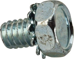 Value Collection - 1/4-20 UNC, 3/8" Length Under Head Hex Drive Machine Screw - Hex Head, Grade J82 Steel, Zinc-Plated Finish, External Tooth - Industrial Tool & Supply