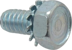 Value Collection - 1/4-20 UNC, 1/2" Length Under Head Hex Drive Machine Screw - Hex Head, Grade J82 Steel, Zinc-Plated Finish, External Tooth - Industrial Tool & Supply