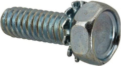 Value Collection - 1/4-20 UNC, 3/4" Length Under Head Hex Drive Machine Screw - Hex Head, Grade J82 Steel, Zinc-Plated Finish, External Tooth - Industrial Tool & Supply