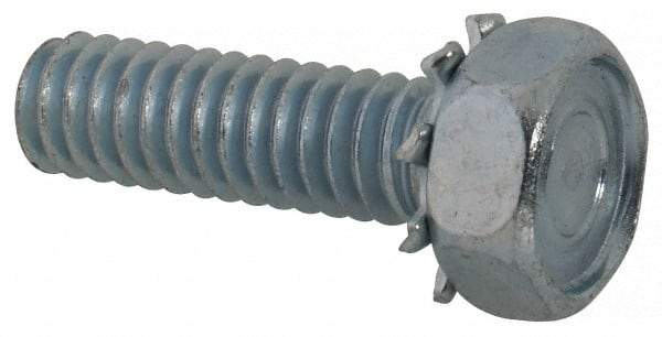 Value Collection - 1/4-20 UNC, 7/8" Length Under Head Hex Drive Machine Screw - Hex Head, Grade J82 Steel, Zinc-Plated Finish, External Tooth - Industrial Tool & Supply