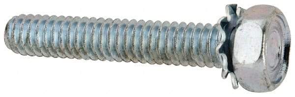 Value Collection - 1/4-20 UNC, 1-1/2" Length Under Head Hex Drive Machine Screw - Hex Head, Grade J82 Steel, Zinc-Plated Finish, External Tooth - Industrial Tool & Supply