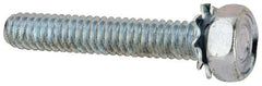 Value Collection - 1/4-20 UNC, 1-1/2" Length Under Head Hex Drive Machine Screw - Hex Head, Grade J82 Steel, Zinc-Plated Finish, External Tooth - Industrial Tool & Supply