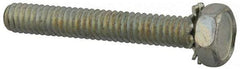 Value Collection - 1/4-20 UNC, 1-3/4" Length Under Head Hex Drive Machine Screw - Hex Head, Grade J82 Steel, Zinc-Plated Finish, External Tooth - Industrial Tool & Supply