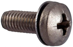 Value Collection - #10-32 UNF, 1/2" Length Under Head Phillips Drive Machine Screw - Pan Head, Grade 18-8 Stainless Steel, Internal Tooth - Industrial Tool & Supply