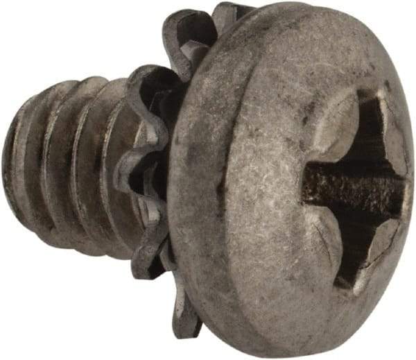 Value Collection - #8-32 UNC, 1/4" Length Under Head Phillips Drive Machine Screw - Pan Head, Grade 18-8 Stainless Steel, External Tooth - Industrial Tool & Supply