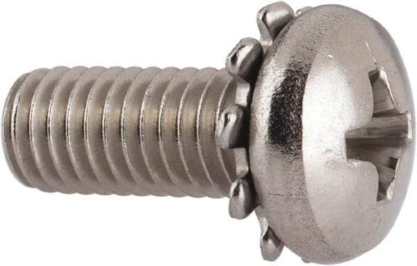 Value Collection - #10-32 UNF, 1/2" Length Under Head Phillips Drive Machine Screw - Pan Head, Grade 18-8 Stainless Steel, External Tooth - Industrial Tool & Supply