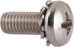 Value Collection - #10-32 UNF, 1/2" Length Under Head Phillips Drive Machine Screw - Pan Head, Grade 18-8 Stainless Steel, External Tooth - Industrial Tool & Supply