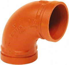 Made in USA - Size 4", Class 150, Malleable Iron Orange Pipe 90° Elbow - Grooved End Connection - Industrial Tool & Supply
