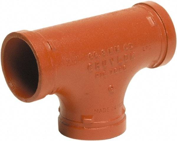 Made in USA - Size 2", Class 150, Malleable Iron Orange Pipe Tee - Grooved End Connection - Industrial Tool & Supply