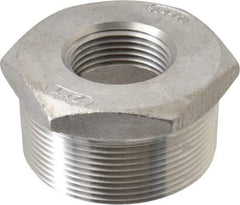 Merit Brass - 2 x 1" Grade 304 Stainless Steel Pipe Hex Bushing - MNPT x FNPT End Connections, 150 psi - Industrial Tool & Supply