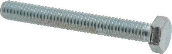 Made in USA - 5/16-18 UNC, 2-1/2" Length Under Head Hex Head Cap Screw - Fully Threaded, Grade 5 Steel, Zinc-Plated Finish, 1/2" Hex - Industrial Tool & Supply