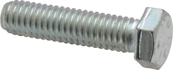 Made in USA - 3/8-16 UNC, 1-1/2" Length Under Head Hex Head Cap Screw - Fully Threaded, Grade 5 Steel, Zinc-Plated Finish, 9/16" Hex - Industrial Tool & Supply