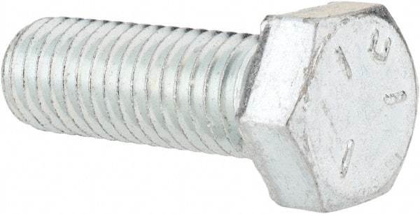 Made in USA - 1/2-13 UNC, 1-1/2" Length Under Head Hex Head Cap Screw - Fully Threaded, Grade 5 Steel, Zinc-Plated Finish, 3/4" Hex - Industrial Tool & Supply