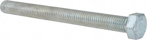 Made in USA - 1/2-13 UNC, 5-1/2" Length Under Head Hex Head Cap Screw - Fully Threaded, Grade 5 Steel, Zinc-Plated Finish, 3/4" Hex - Industrial Tool & Supply
