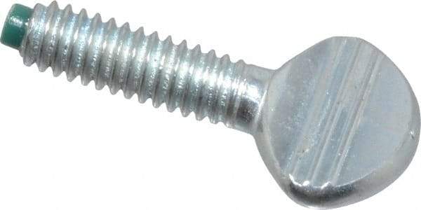Made in USA - #8-32 Oval Dog Point Tip Grade 2 Steel Thumb Screw - 0.3" Head Height, Zinc-Plated Finish - Industrial Tool & Supply