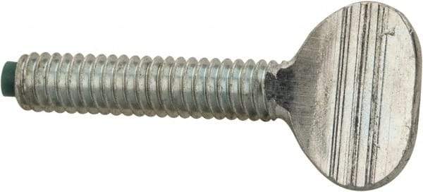 Made in USA - #8-32 Oval Dog Point Tip Grade 2 Steel Thumb Screw - 0.3" Head Height, Zinc-Plated Finish - Industrial Tool & Supply