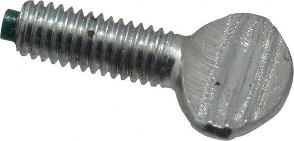 Made in USA - #10-32 Oval Dog Point Tip Grade 2 Steel Thumb Screw - 0.43" Head Height, Zinc-Plated Finish - Industrial Tool & Supply