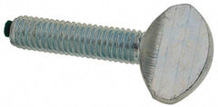 Made in USA - #10-32 Oval Dog Point Tip Grade 2 Steel Thumb Screw - 0.43" Head Height, Zinc-Plated Finish - Industrial Tool & Supply