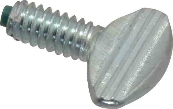 Made in USA - 1/4-20 Oval Dog Point Tip Grade 2 Steel Thumb Screw - 0.55" Head Height, Zinc-Plated Finish - Industrial Tool & Supply