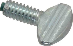 Made in USA - 1/4-20 Oval Dog Point Tip Grade 2 Steel Thumb Screw - 0.55" Head Height, Zinc-Plated Finish - Industrial Tool & Supply
