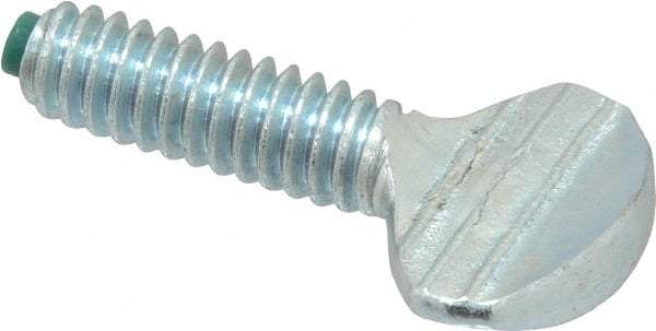 Made in USA - 1/4-20 Oval Dog Point Tip Grade 2 Steel Thumb Screw - 0.55" Head Height, Zinc-Plated Finish - Industrial Tool & Supply