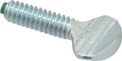 Made in USA - 1/4-20 Oval Dog Point Tip Grade 2 Steel Thumb Screw - 0.55" Head Height, Zinc-Plated Finish - Industrial Tool & Supply