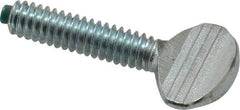 Made in USA - 1/4-20 Oval Dog Point Tip Grade 2 Steel Thumb Screw - 0.55" Head Height, Zinc-Plated Finish - Industrial Tool & Supply