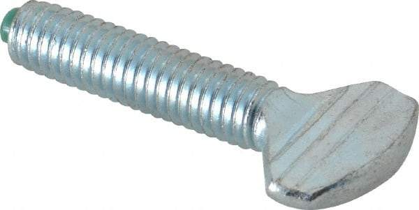 Made in USA - 3/8-16 Oval Dog Point Tip Grade 2 Steel Thumb Screw - 3/4" Head Height, Zinc-Plated Finish - Industrial Tool & Supply