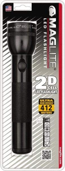 Mag-Lite - White LED Bulb, 168 Lumens, Industrial/Tactical Flashlight - Black Aluminum Body, 2 D Batteries Not Included - Industrial Tool & Supply