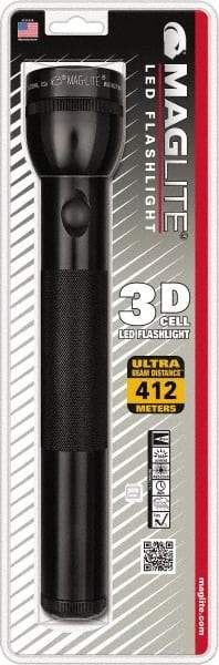 Mag-Lite - White LED Bulb, 168 Lumens, Industrial/Tactical Flashlight - Black Aluminum Body, 3 D Batteries Not Included - Industrial Tool & Supply