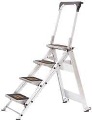 Little Giant Ladder - 4 Steps, 3' High, Type IA Rating, Aluminum Step Ladder - 300 Lb Capacity, 22-1/2" Base Width - Industrial Tool & Supply