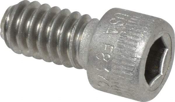 Holo-Krome - 1/4-20 UNC Hex Socket Drive, Socket Cap Screw - Grade 18-8 Stainless Steel, Uncoated, Fully Threaded, 1/2" Length Under Head - Industrial Tool & Supply