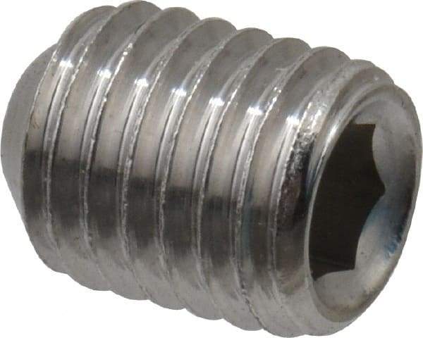 Value Collection - 1/4-28 UNF, 5/16" OAL, Cup Point Set Screw - Grade 18-8 Stainless Steel, 1/8" Key - Industrial Tool & Supply