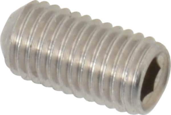 Value Collection - 1/4-28 UNF, 1/2" OAL, Cup Point Set Screw - Grade 18-8 Stainless Steel, 1/8" Key - Industrial Tool & Supply