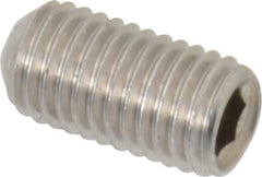 Value Collection - 1/4-28 UNF, 1/2" OAL, Cup Point Set Screw - Grade 18-8 Stainless Steel, 1/8" Key - Industrial Tool & Supply