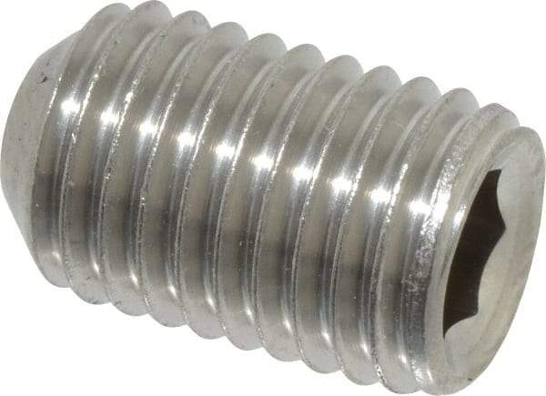 Value Collection - 5/16-24 UNF, 1/2" OAL, Cup Point Set Screw - Grade 18-8 Stainless Steel, 5/32" Key - Industrial Tool & Supply