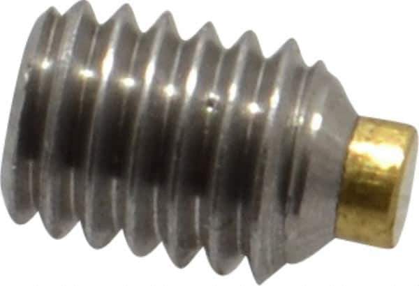 Made in USA - #10-32 UNF, 1/4" Length of Thread, Soft Tip Point Set Screw - Grade 18-8 Stainless Steel - Industrial Tool & Supply