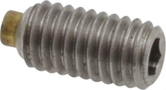Made in USA - #10-32 UNF, 3/8" Length of Thread, Soft Tip Point Set Screw - Grade 18-8 Stainless Steel - Industrial Tool & Supply