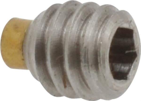 Made in USA - 1/4-20 UNC, 1/4" Length of Thread, Soft Tip Point Set Screw - Grade 18-8 Stainless Steel - Industrial Tool & Supply