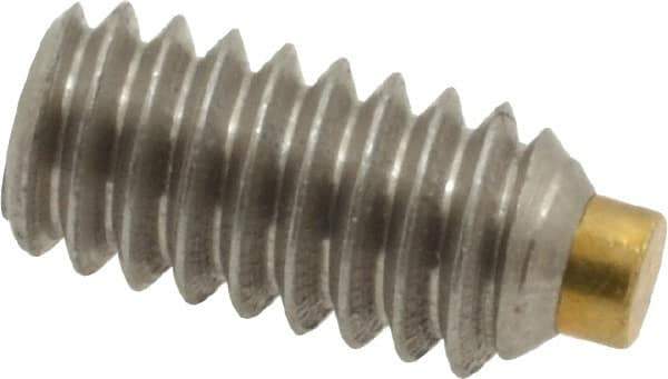 Made in USA - 1/4-20 UNC, 1/2" Length of Thread, Soft Tip Point Set Screw - Grade 18-8 Stainless Steel - Industrial Tool & Supply