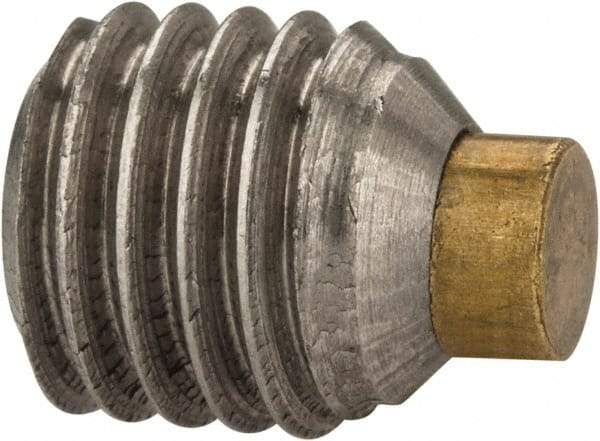 Made in USA - 1/4-28 UNF, 1/4" Length of Thread, Soft Tip Point Set Screw - Grade 18-8 Stainless Steel - Industrial Tool & Supply